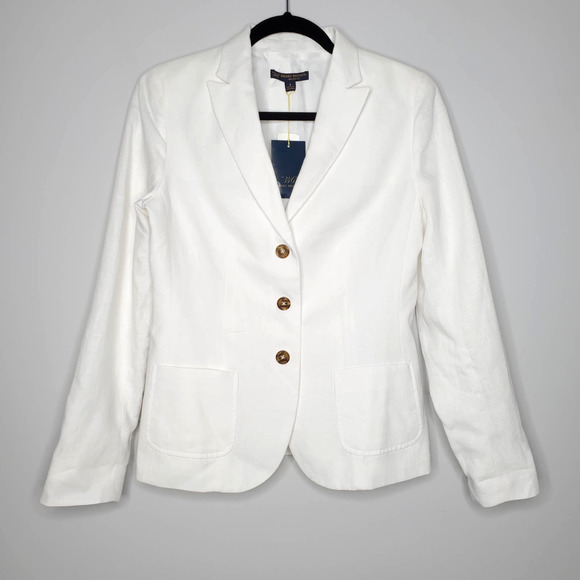BROOKS BROTHERS Milano Fit White 100% Linen Blazer Jacket Sz 4 - Picture 1 of 8
